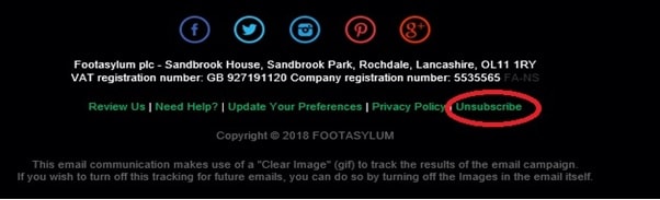 Email Footer Unsubscribe