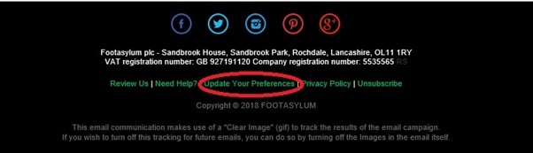 Email Footer Preferences