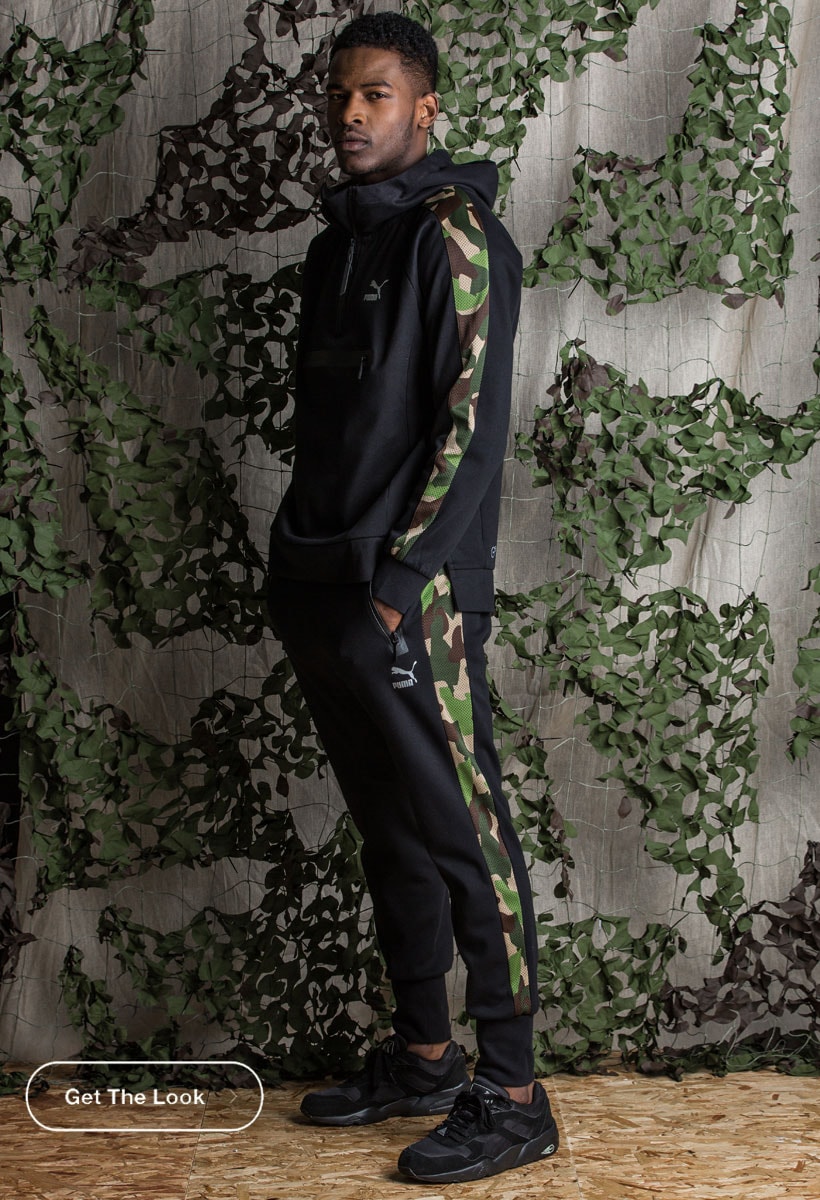 puma black and green tracksuit