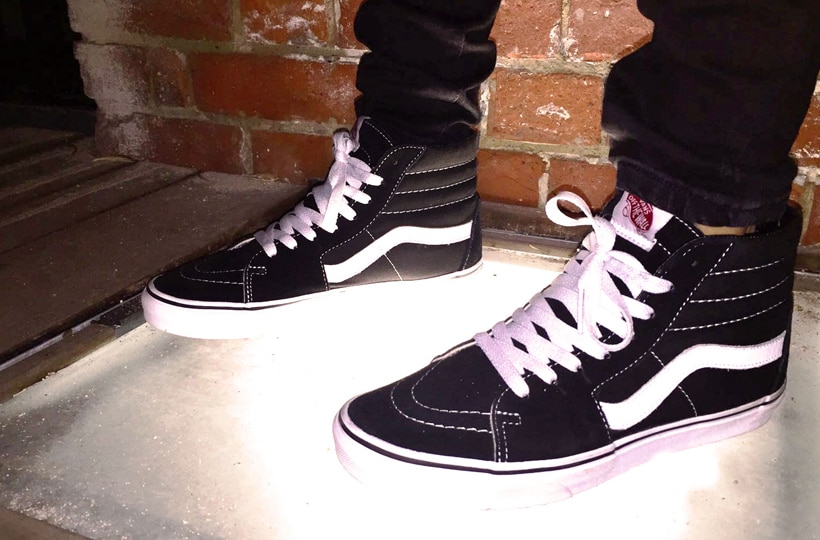 Super close up shot on lightbox of vans