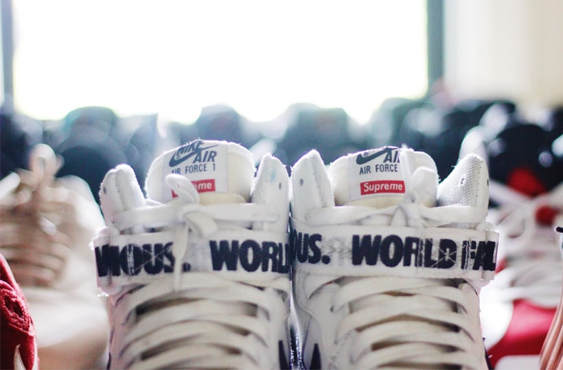 close up shot of Don's jordans