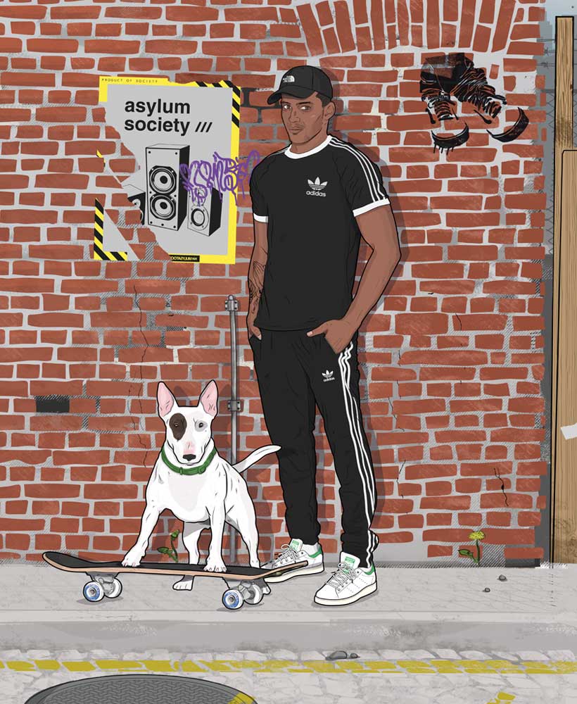 dog illustration bruce