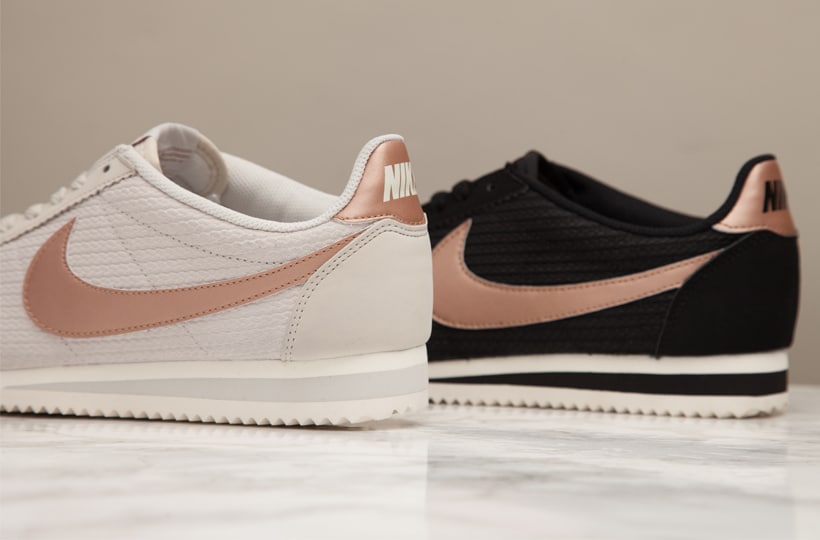 nike cortez leather rose gold