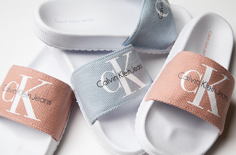 baby pink calvin klein sliders Shop 