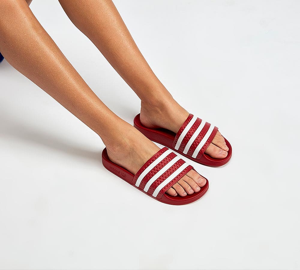 adidas adilette red slides