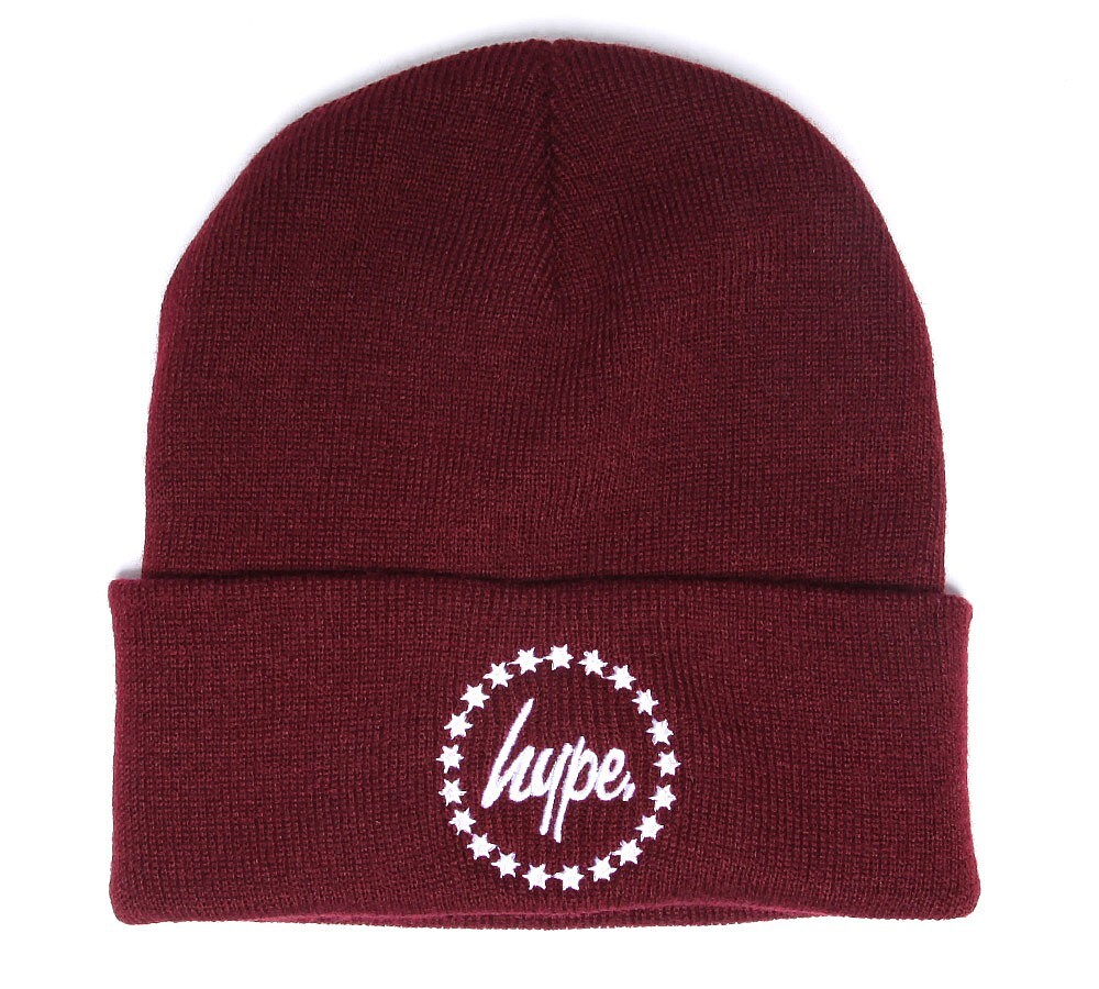 Hype Patch Beanie Hat Burgundy Footasylum