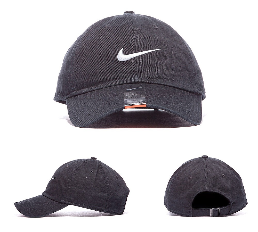 Nike Heritage Swoosh Curved Visor Cap Black Footasylum