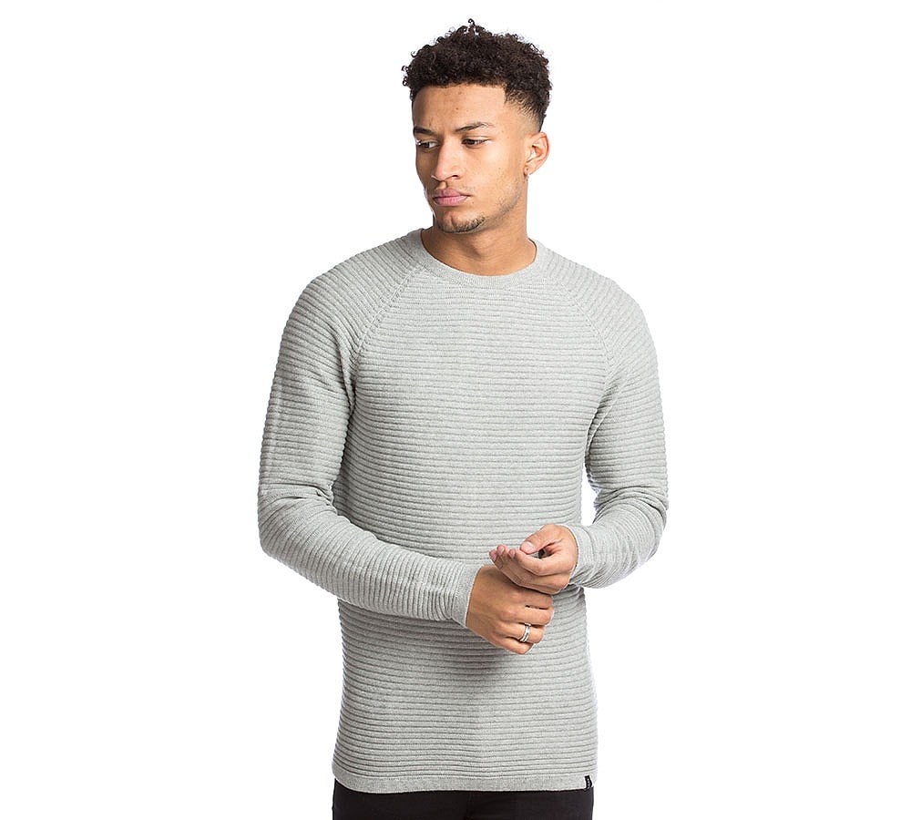 Jack & Jones Wind Crew Neck Knit Light Grey Footasylum