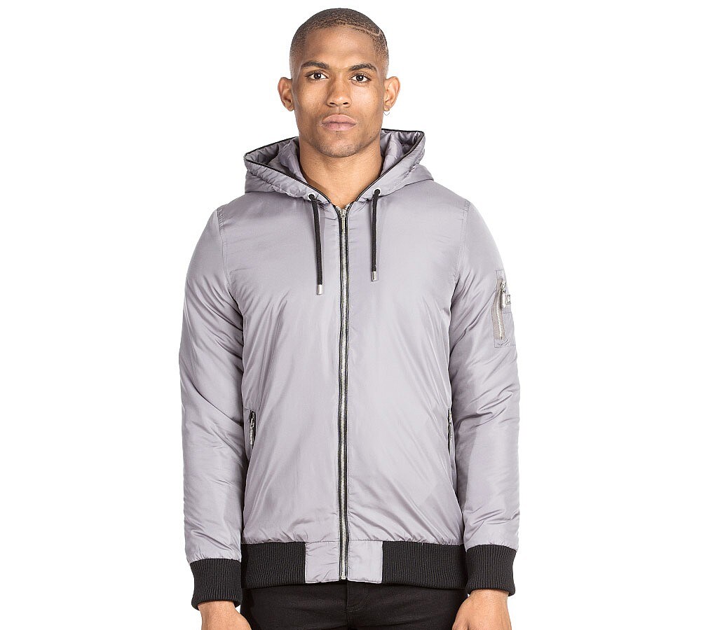 Condemned Nation Bain Bomber Hooded Jacket Slate Grey Footasylum