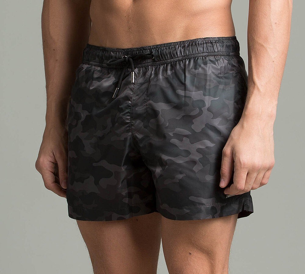 Alessandro Zavetti Azalia Satin Swim Short Charcoal Camo Footasylum