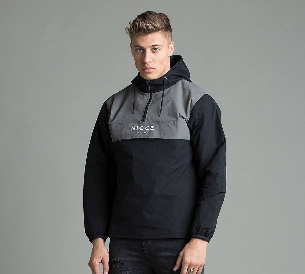 Nicce Overhead Kagoule Jacket Black / Grey Footasylum