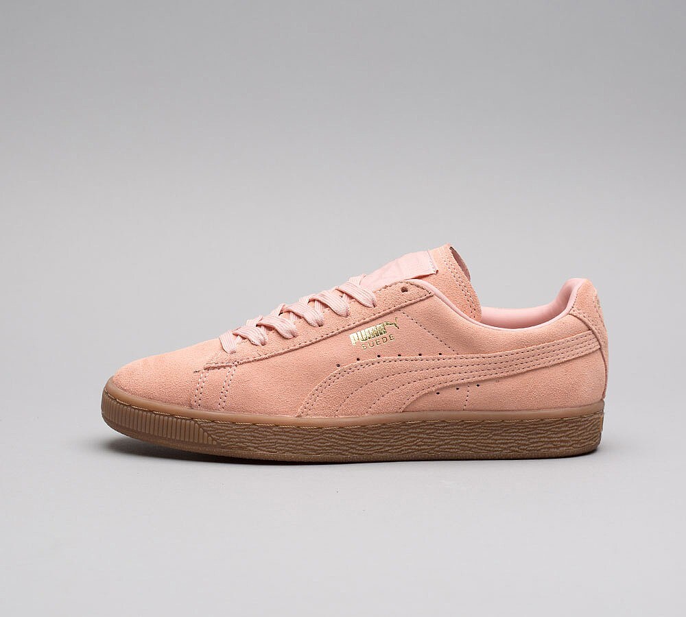 coral puma suede