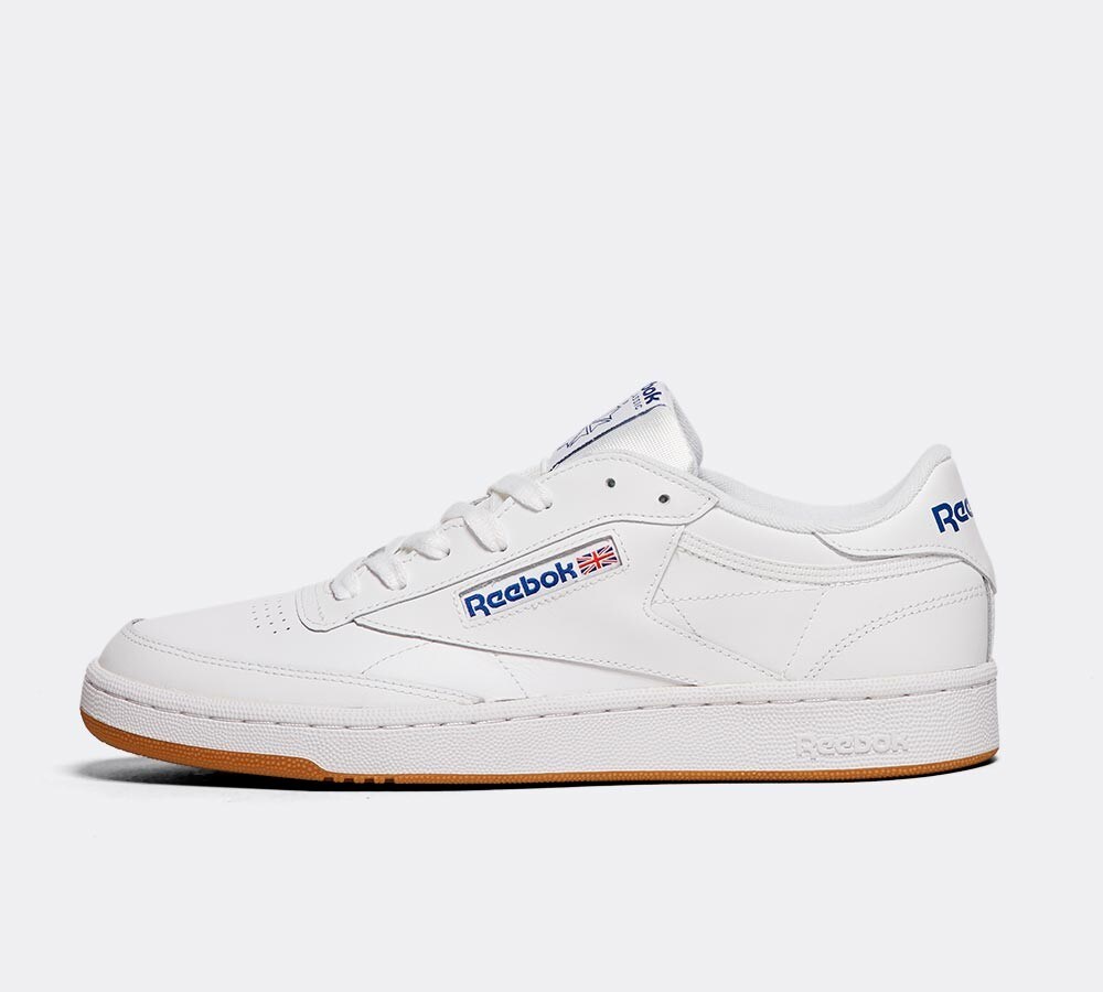 reebok club c 85 trainers with gum sole in white