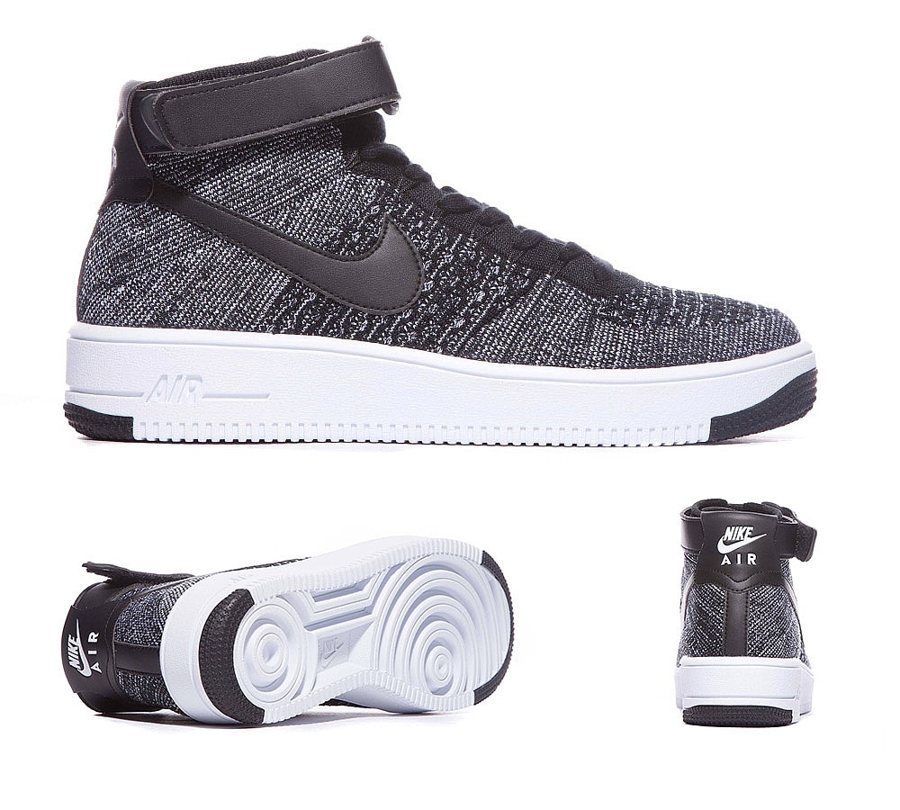 Nike Air Force 1 Ultra Flyknit Mid Trainer | Black / White | Footasylum