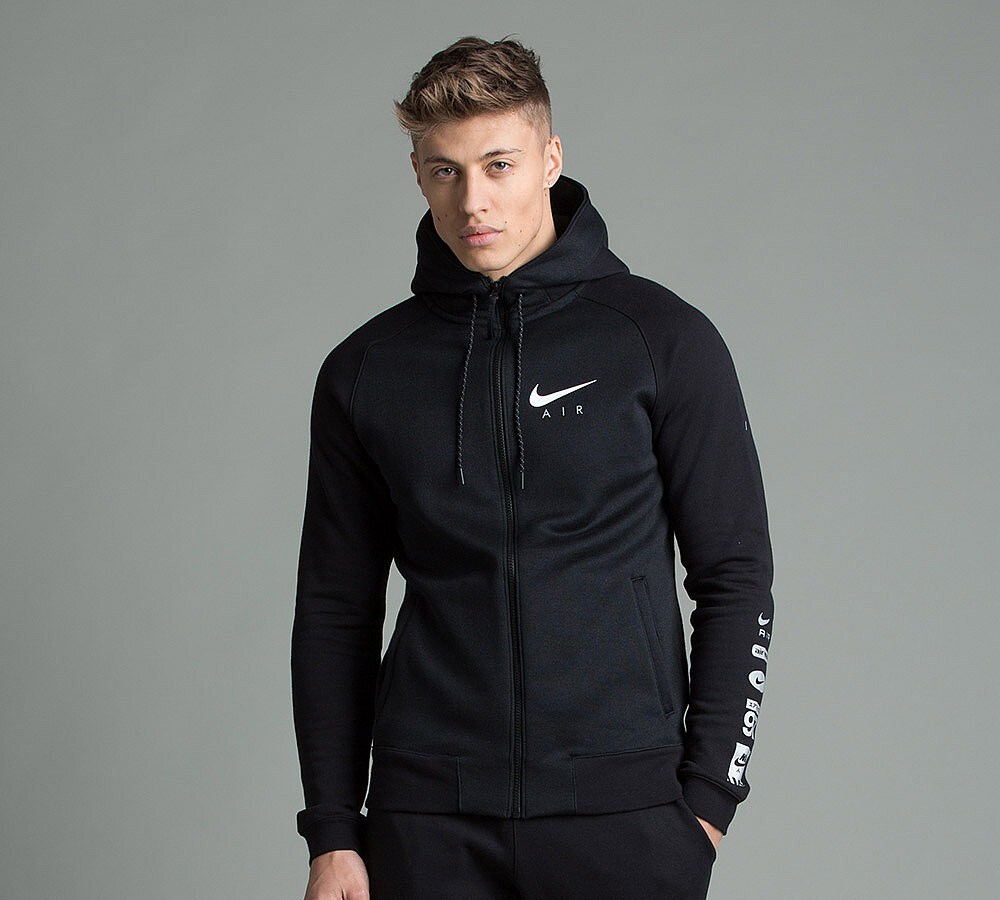 Nike Air Hybrid Full Zip Hooded Top Black Footasylum