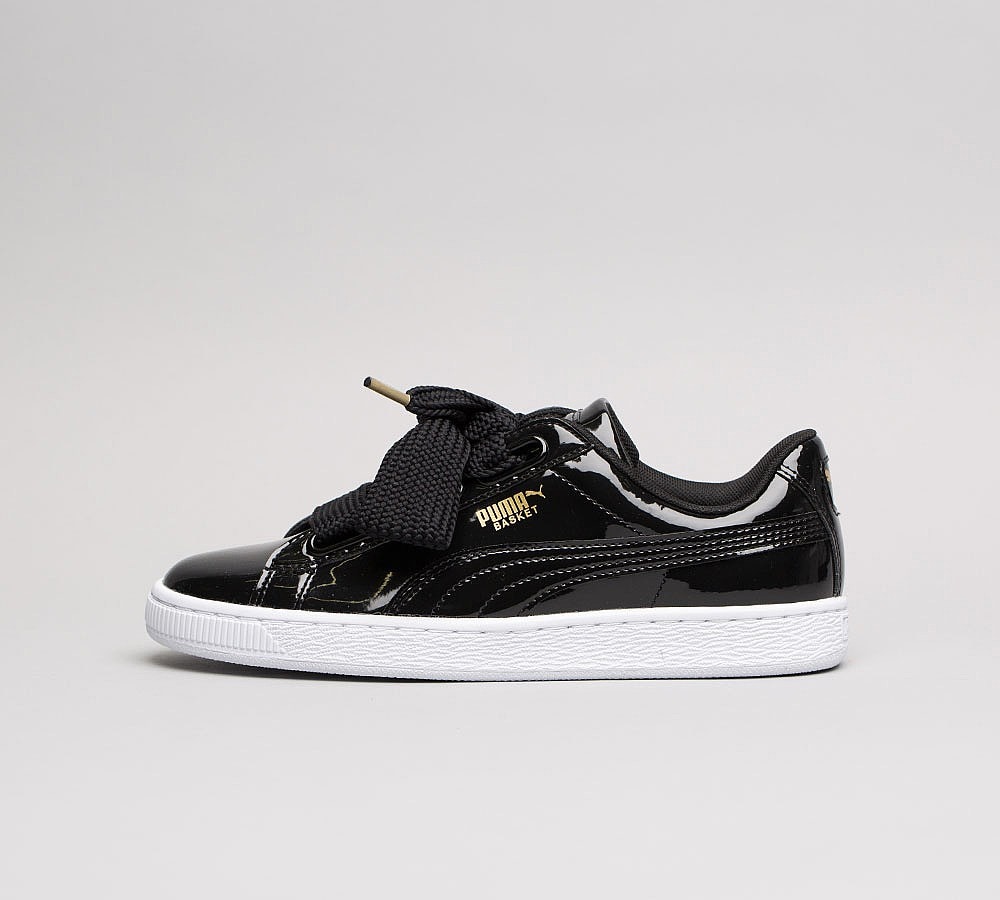 puma basket black patent leather