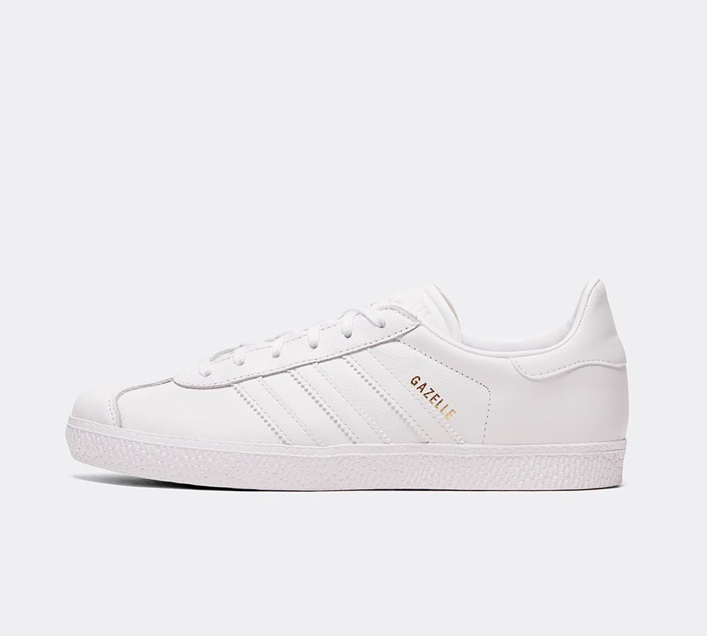 white leather gazelles junior