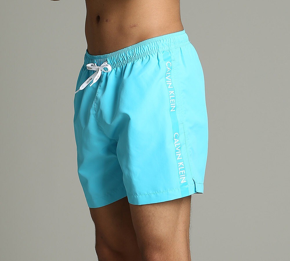 Calvin Klein Logo Tape Swim Short Aqua Footasylum