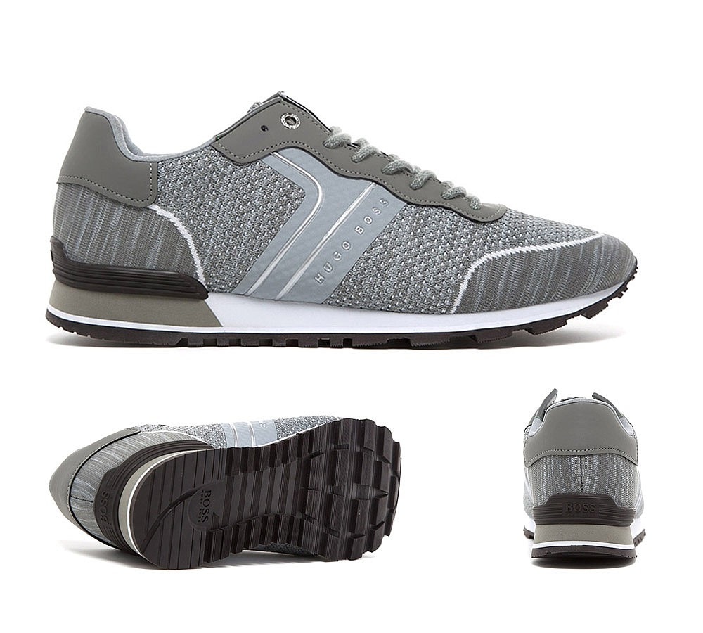 Hugo Boss Parkour Knit Runner Trainer Light Grey / White / Black