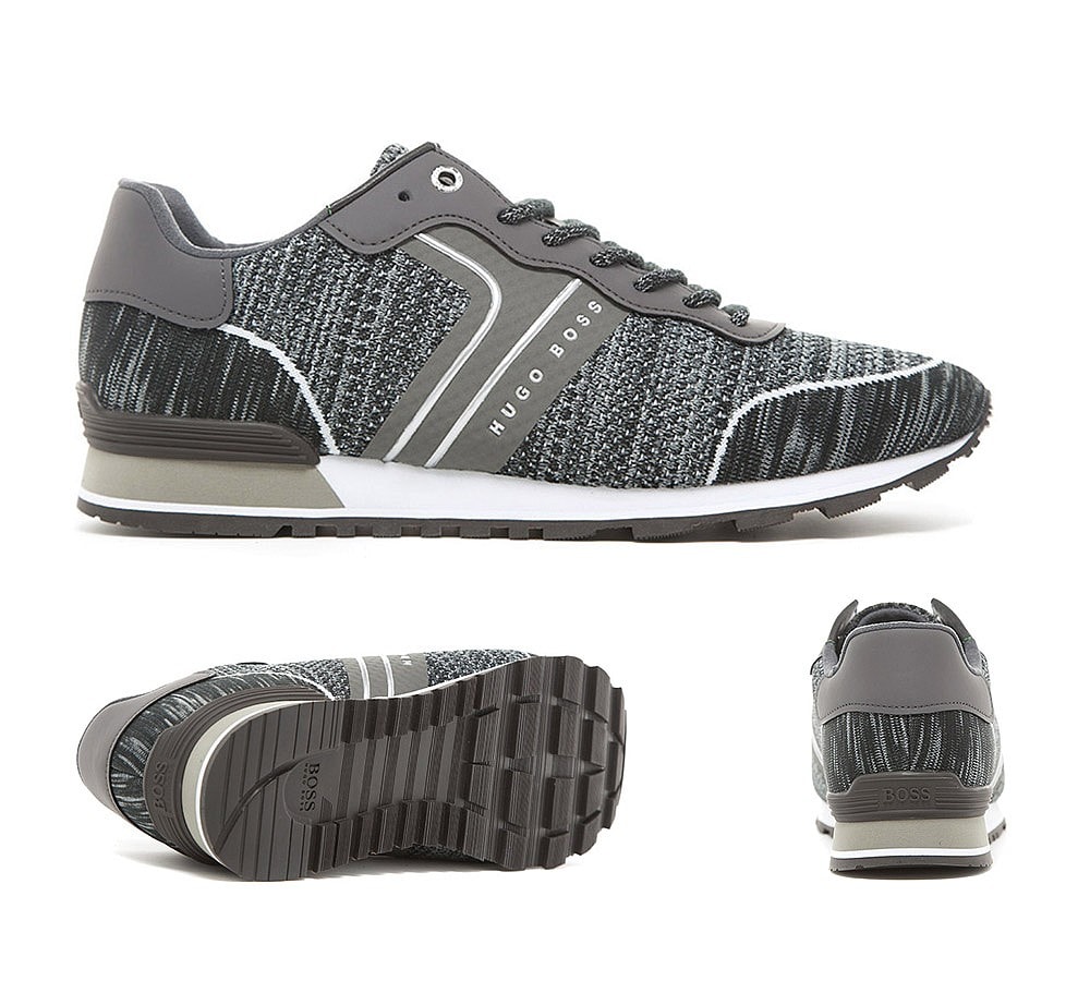 Hugo Boss Parkour Knit Runner Trainer Dark Grey Footasylum