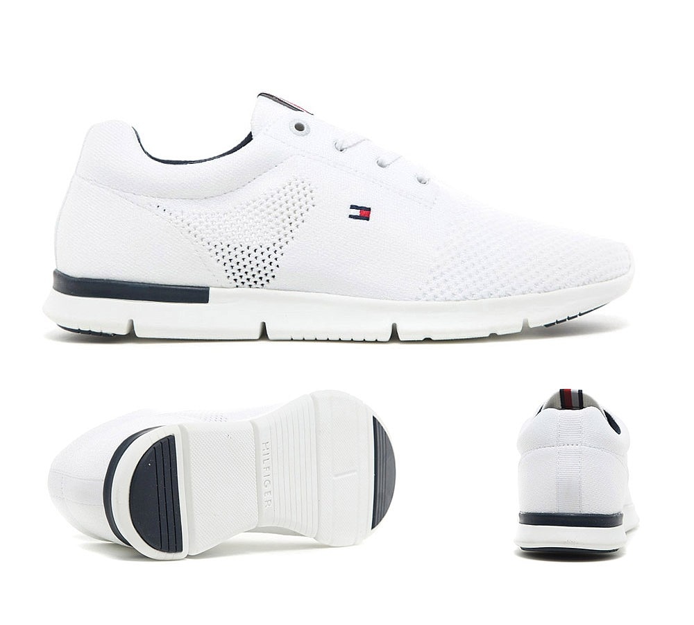 tommy hilfiger tobias flag mesh trainers in white