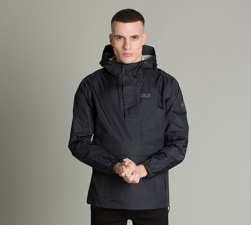 Jack Wolfskin Cloudburst Smock Hardshell Jacket Black Footasylum