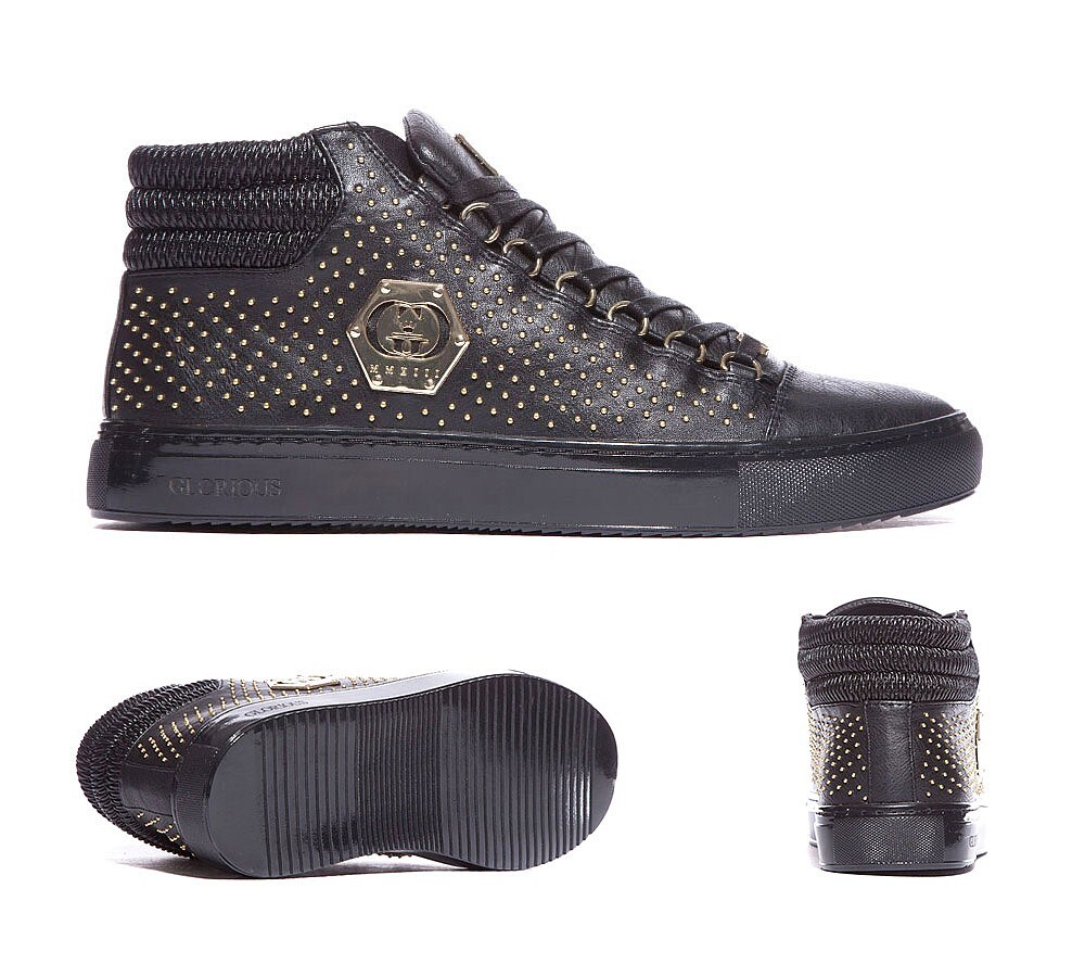 black trainers with studs