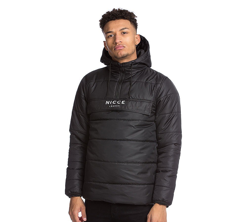 Nicce Overhead Quilted Jacket Black Footasylum