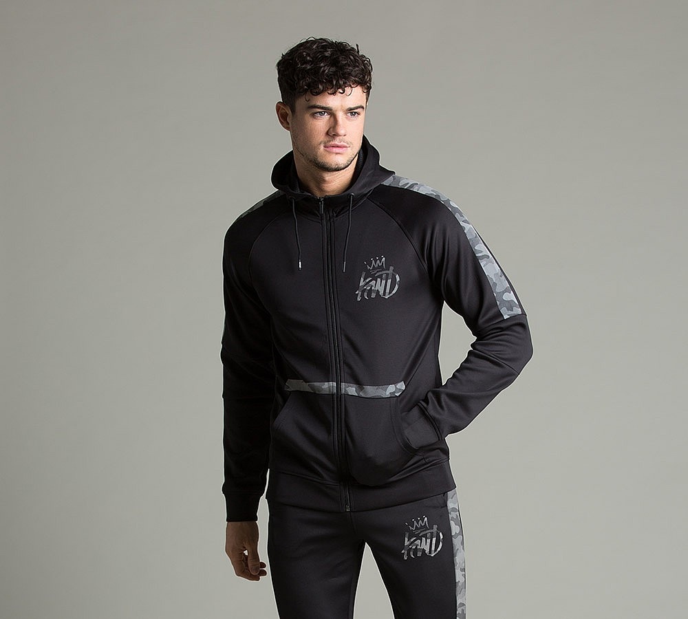 Kings Will Dream KWD Tracksuit Top Zipped Poly Hoodie Reflective Black ...