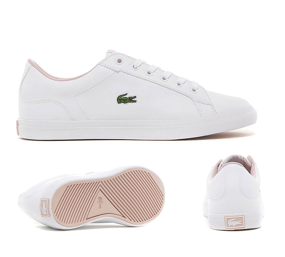 white and pink lacoste trainers