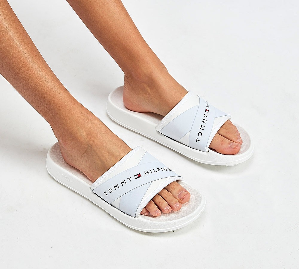 tommy hilfiger sliders womens white 