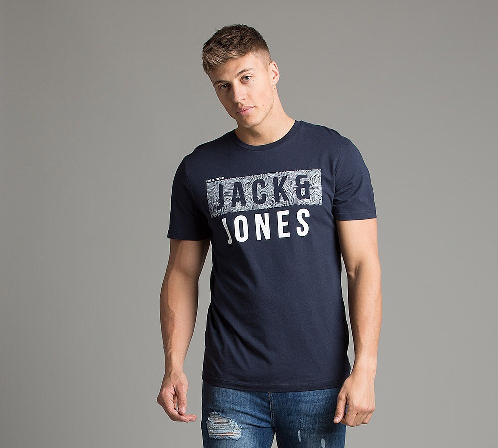 Jack & Jones Tate Branded TShirt Sky Captain Footasylum