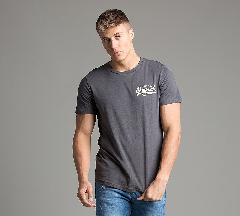 Jack & Jones Howdy Logo TShirt Asphalt Footasylum