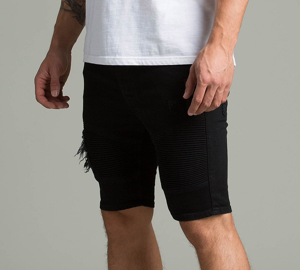 Glorious Gangsta Tackon Denim Ripped Short Black Footasylum
