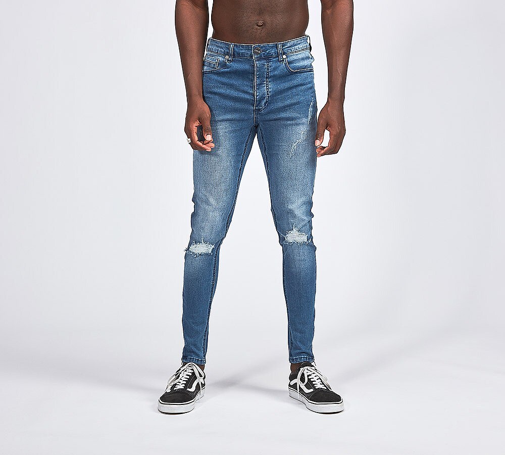 Asylum Akerman Hipster Denim Jeans Blue Footasylum