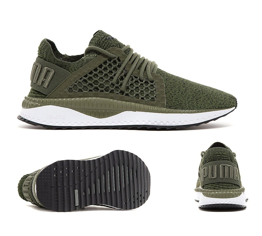 Puma TSUGI Netfit evoKNIT Trainer | Olive / White | Footasylum Loading zoom