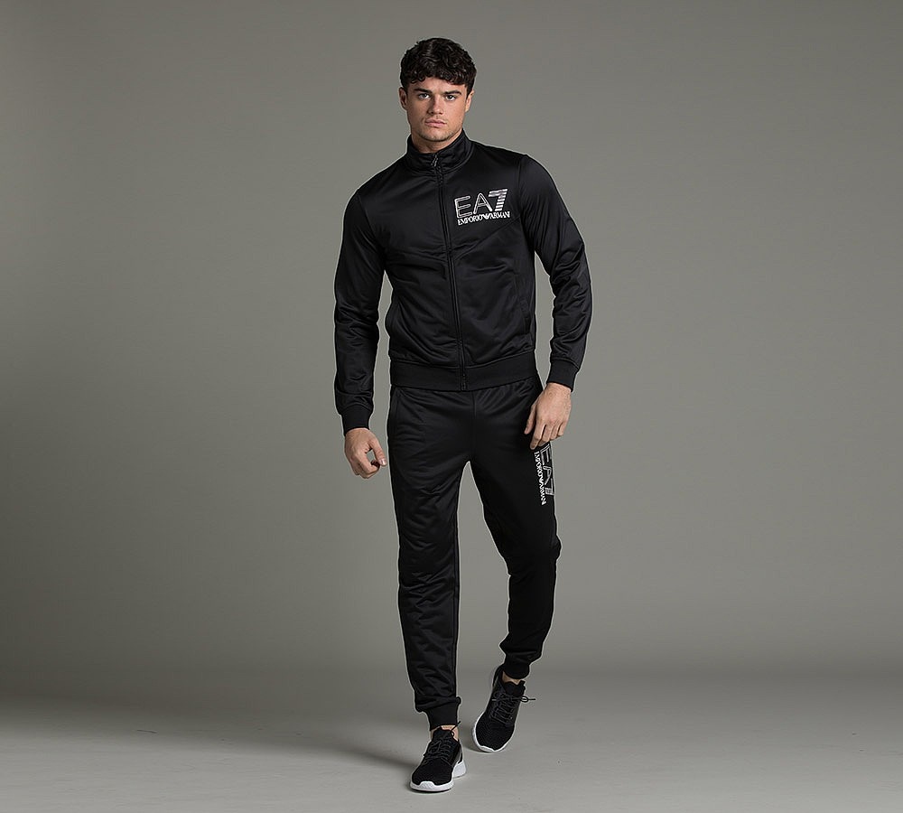 EA7 Visibility Poly Tracksuit Black Footasylum