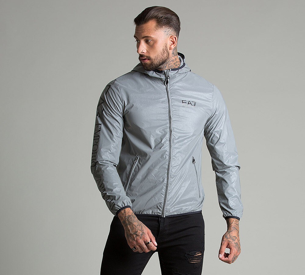 EA7 Core Windbreaker Reflective Jacket Silver / Reflective Footasylum