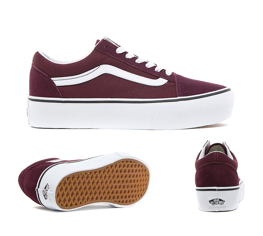 Vans Womens Old Skool Platform Trainer Port Royale / True White