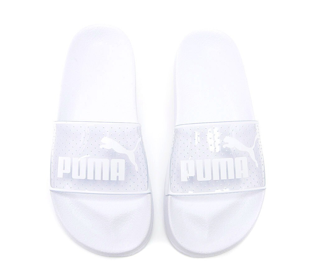 clear puma slides white