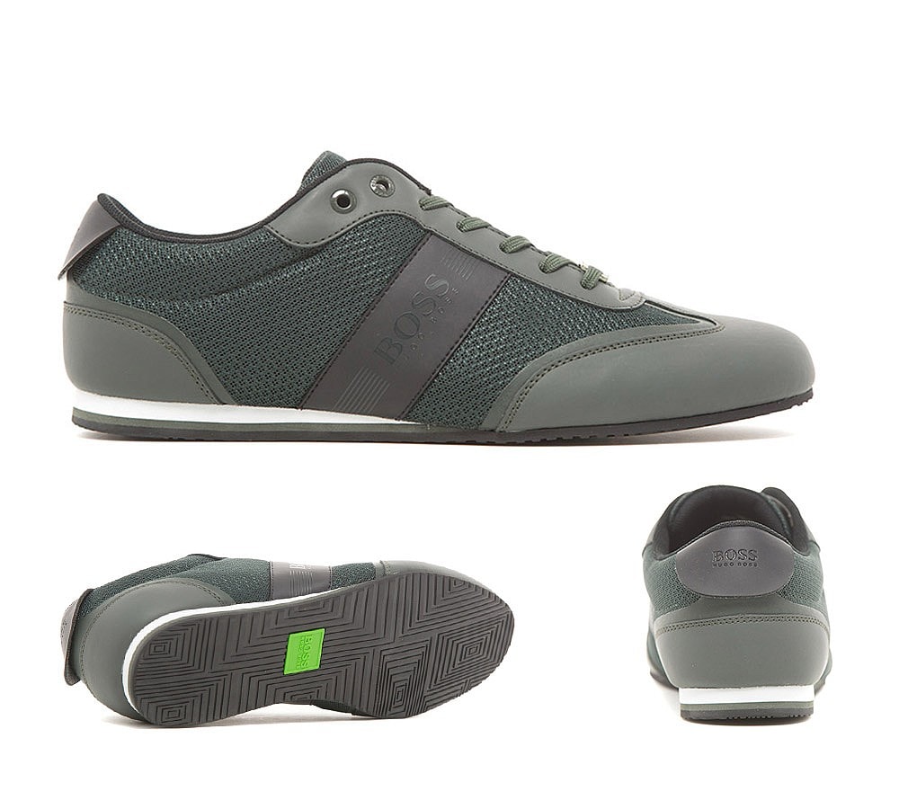 Hugo Boss Lighter Low Mesh Trainer Dark Green Footasylum