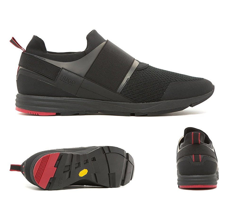 Hugo Boss Hybrid Runner Slip On Trainer | Black / Black | Footasylum