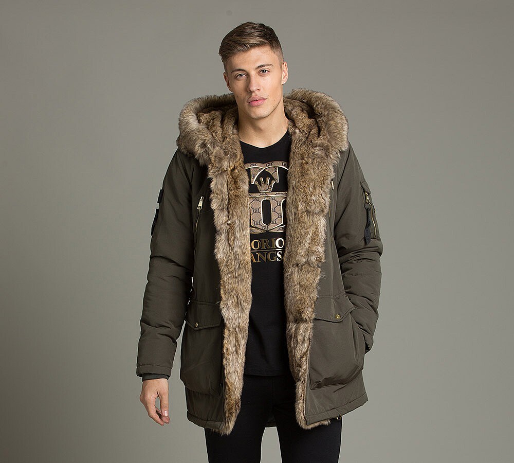 Glorious Gangsta Parklea Fur Parka Jacket Khaki Footasylum
