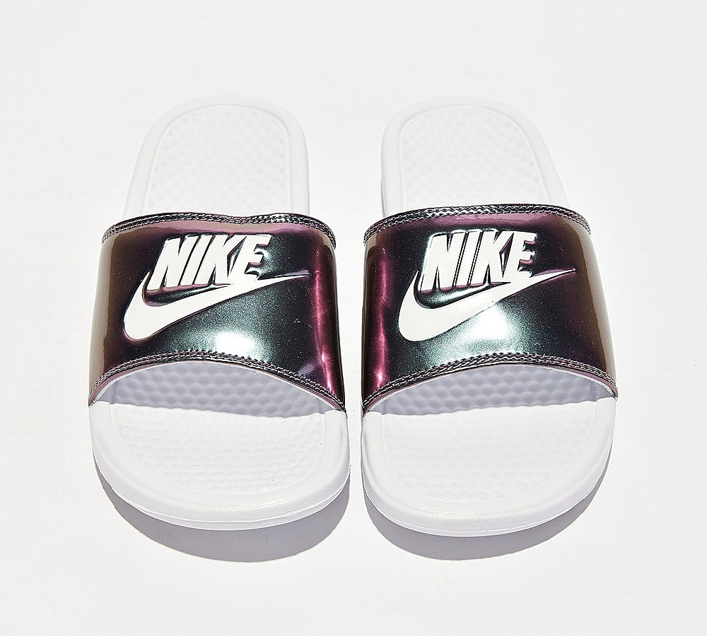 iridescent nike slides