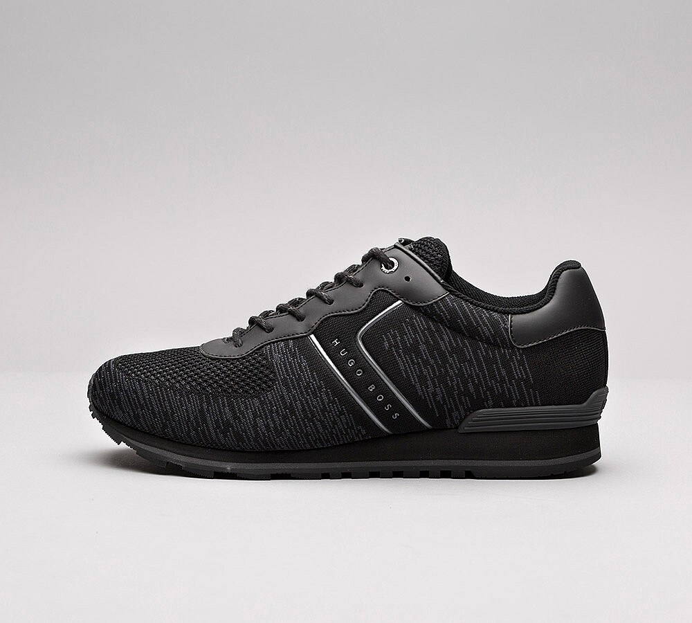 Hugo Boss Parkour Knit Runner Trainer | Black / Black | Footasylum