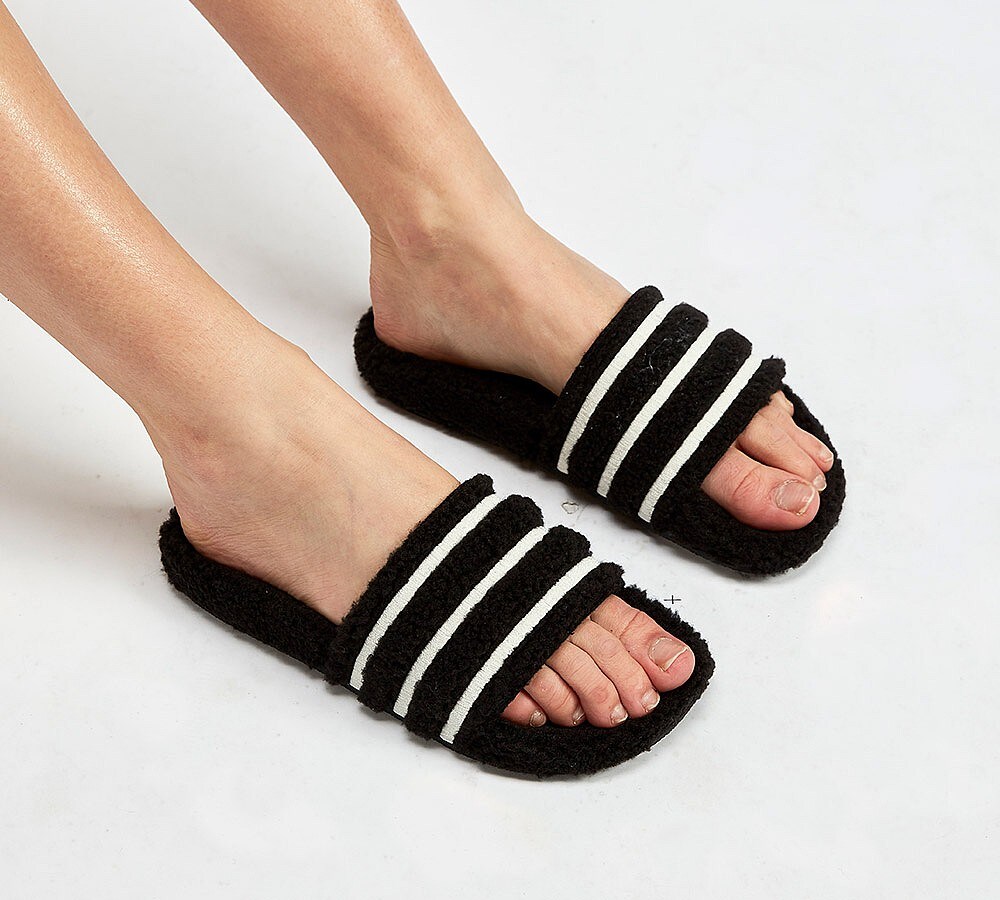 fluffy adidas slides