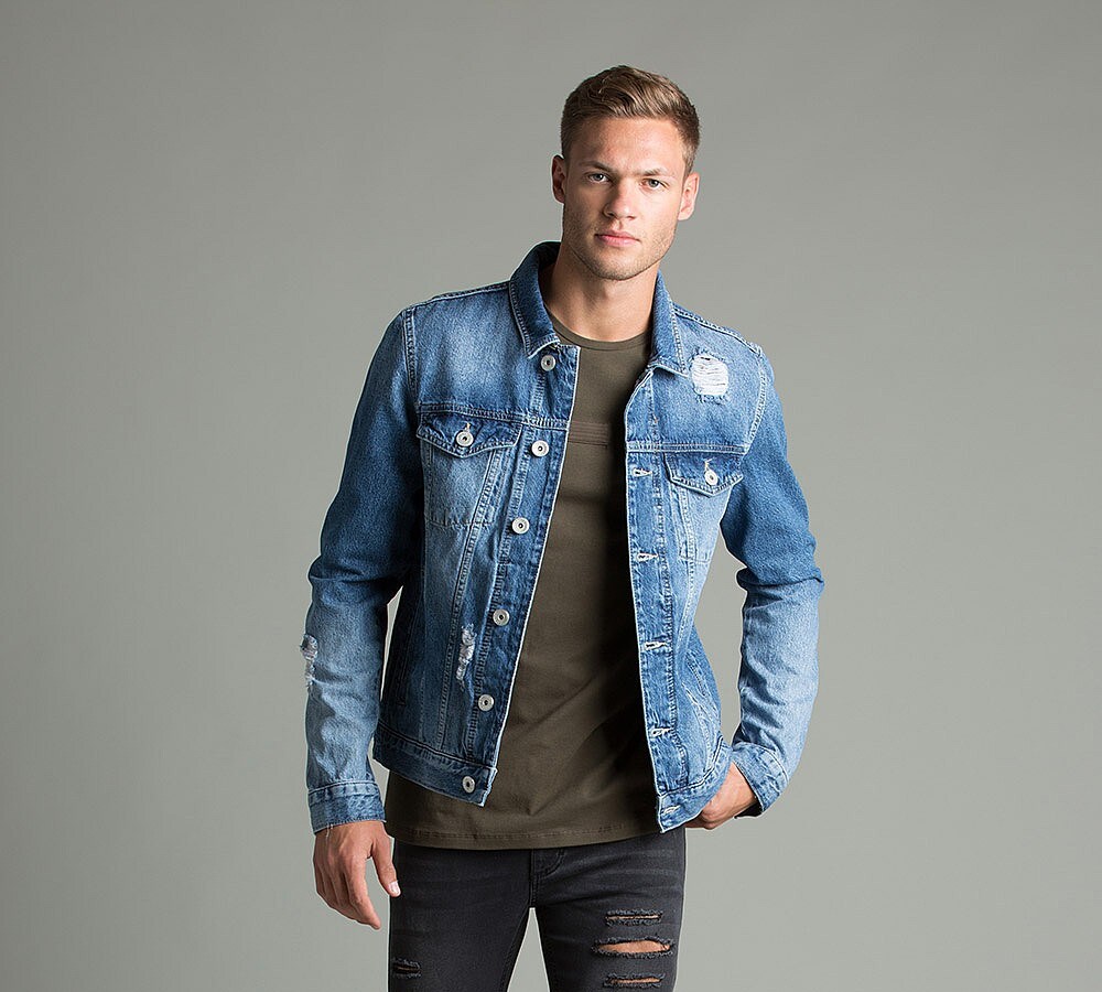 Condemned Nation Drive Ripped Denim Jacket Ombre Stone Wash Footasylum