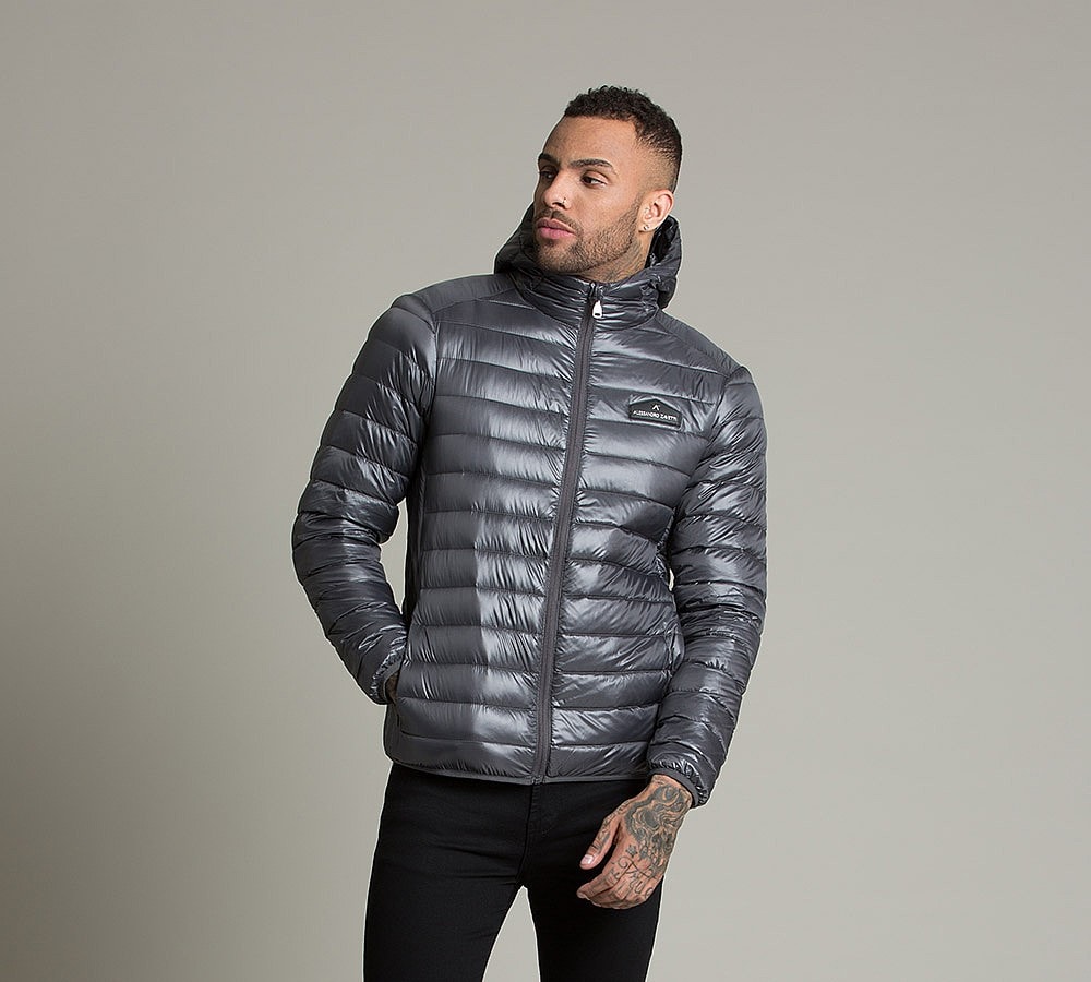 Alessandro Zavetti Nivelli Hooded Puffer Jacket Charcoal Footasylum