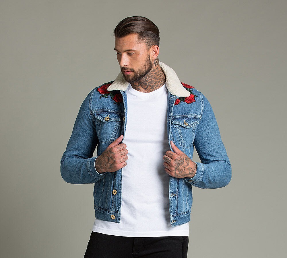 Glorious Gangsta Gruis Collar Denim Jacket Blue Footasylum
