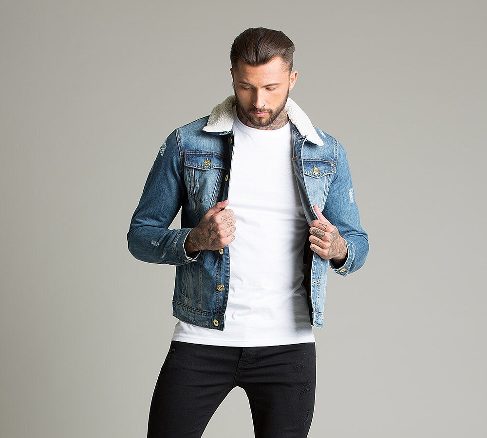 Glorious Gangsta Sabre Embroidered Denim Jacket Blue Footasylum